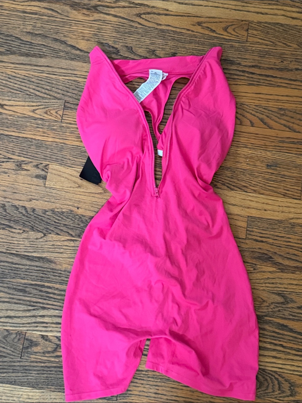 Fleo Hot Pink Front Zip High-Neck One-Piece workout Romper Medium